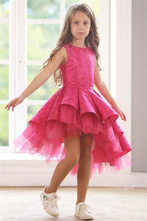 Hot Pink Little Girl Dress Lovely Party Dress For Girls Fd022