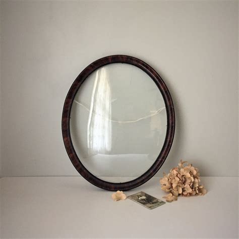 Large Antique Oval Picture Frame With Convex Glass And Faux Etsy In 2020 Oval Picture Frames