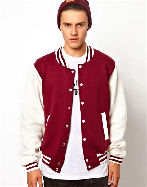 Lyst Asos Reclaimed Vintage Baseball Jacket With Coyotes Print In Red
