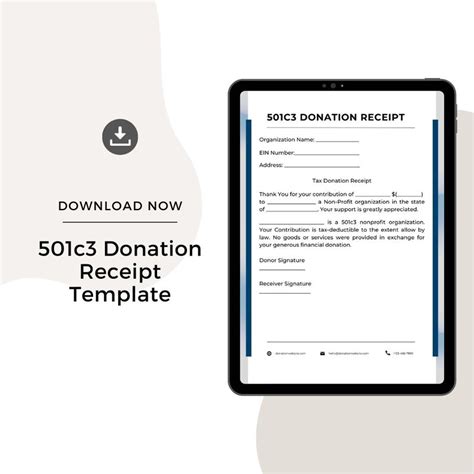 501c3 Donation Receipt Template Printable Pdf Word Pack Etsy Australia