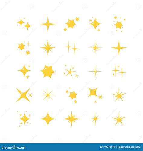 Set Of Yellow Sparkles Collection Of Twinkling Star Symbol Isolated On