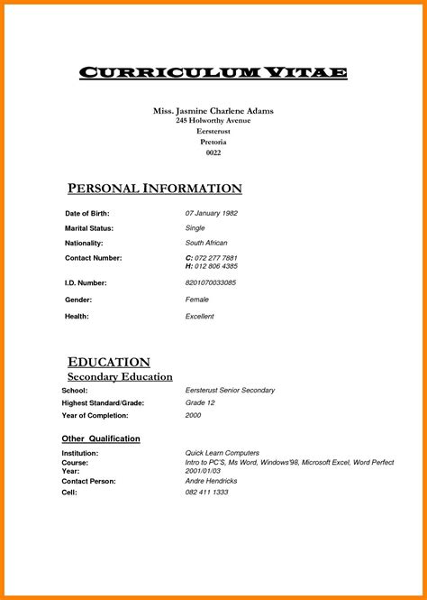 Maybe you would like to learn more about one of these? Cv Template Za | Bio data for marriage, Cv template, Bio data