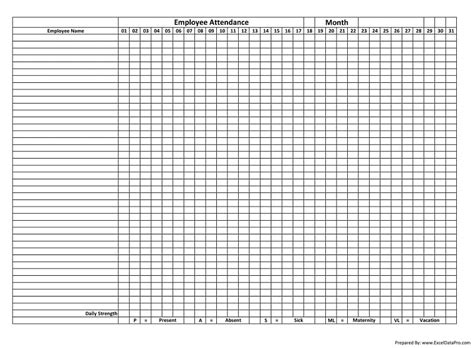 Attendance Sheet Free Printable 2021 Employee Attendance Calendar