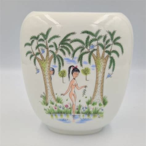 Handbemalte Porzellanvase von Peynet für Rosenthal 1950er bei Pamono