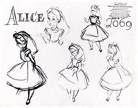 Vintage Disney Alice In Wonderland Animation Model Sheet 250 9 Alice