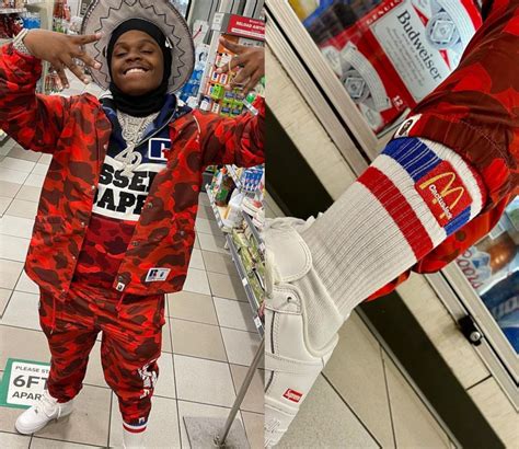 42 Dugg Wearing A Red Bape X Russell And Nike X Supreme Outfit