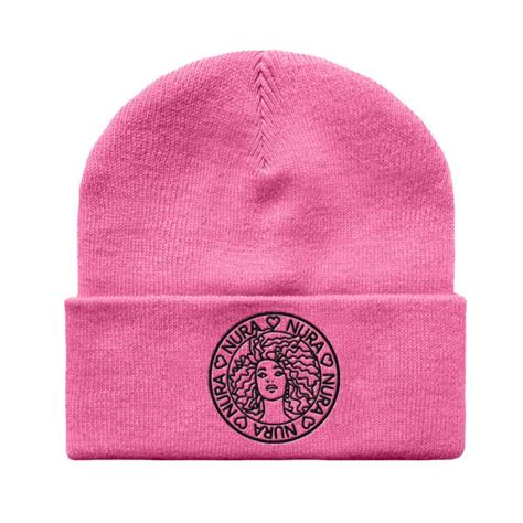 beanie pink caps and beanies textilien nura künstler merch and fashion