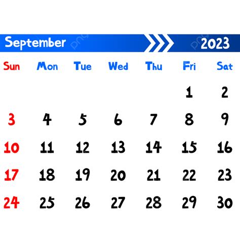 2023 Calendar September Blue 2023 Calendar Calendar September Png