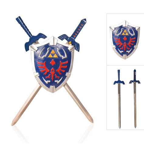 buy anime cosplay 2 master and hylian shield wall decoration display set pvc shield stainless
