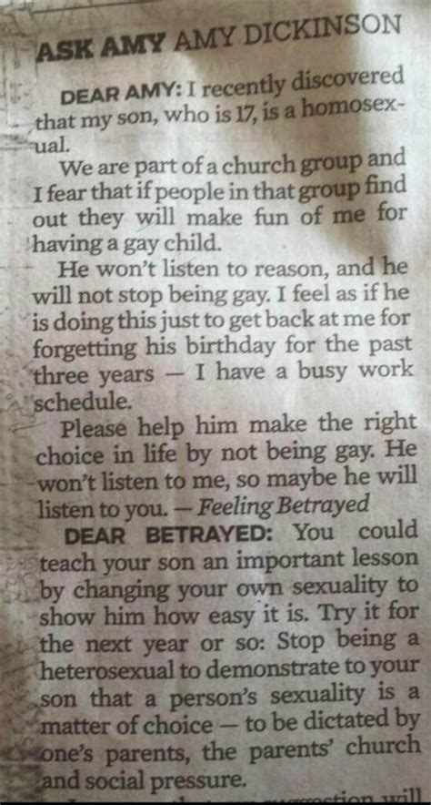 this agony aunt s response to a homophobic mother is simply supreme the poke