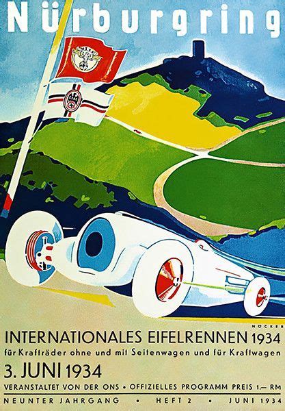 1934 International Auto Race Nurburgring Program Cover Poster