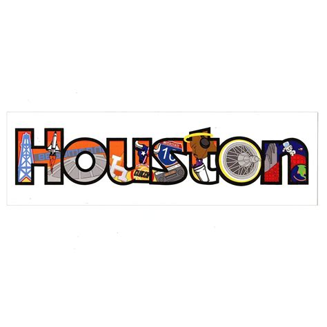 Houston Texas Large Iconic Collage Bumper Sticker – Patch Collection