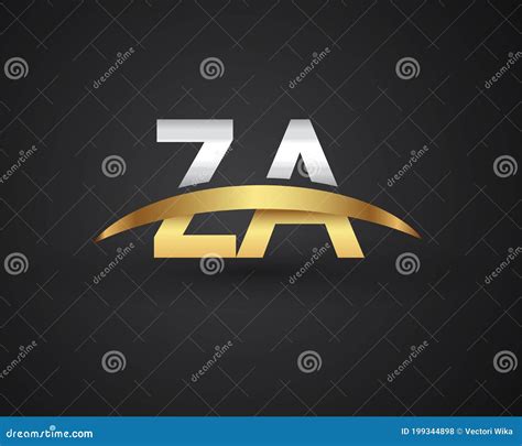Za Initial Logo Company Name Colored Gold And Silver Swoosh Design