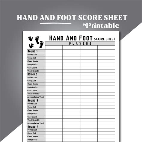 Hand And Foot Score Sheets Hand And Foot Card Game Score Sheets
