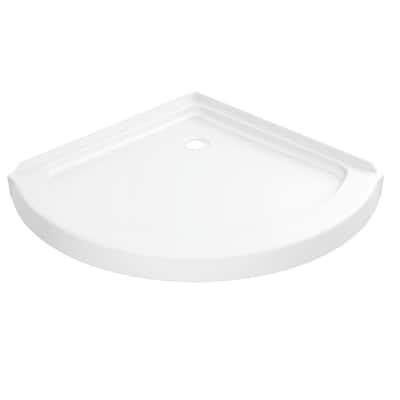 Delta Classic In L X In W Corner Shower Pan Base With Corner Drain In White Home Depot