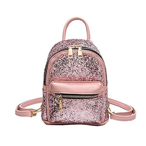 Girls Cute Sequin Mini Backpack Leather Purse Women Backpack Leather