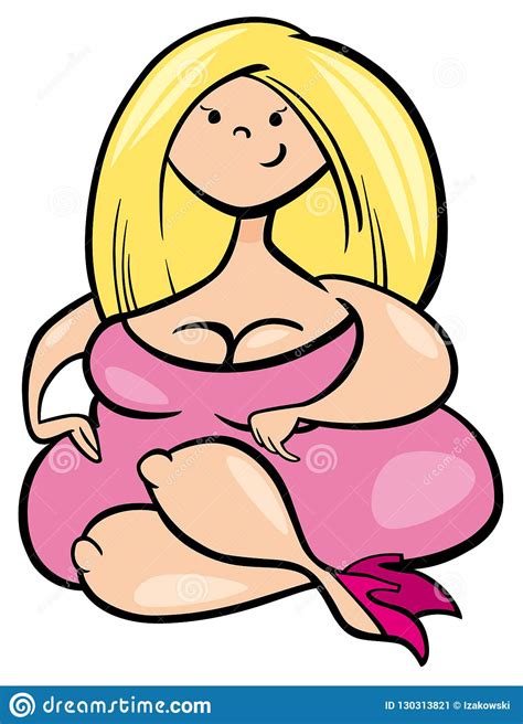 Pretty Obese Girl Cartoon Character Stock Vector