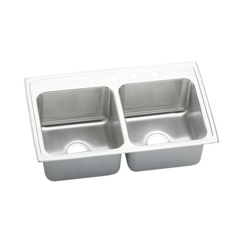 Elkay Gourmet 22 In X 33 In Lustrous Highlighted Satin Double Basin