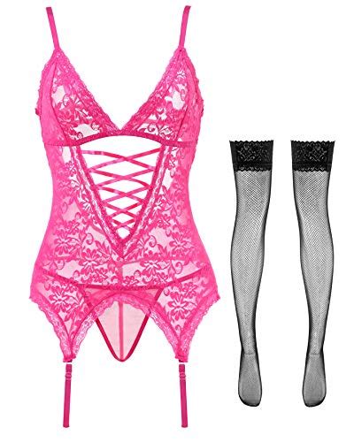 Sexy Lingerie For Women Upgraded Stretchy Lace Teddy Bodysuit Plus Size