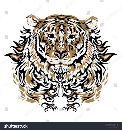 Tattoo Vector Sketch Tigers Face Stock Vector Royalty Free