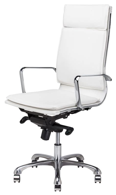 Yaheetech white desk chairs with wheels/armrests modern pu leather office chair midback adjustable home computer executive chair on wheels 360° swivel. Carlo White Naugahyde and Silver Aluminum Office Chair ...