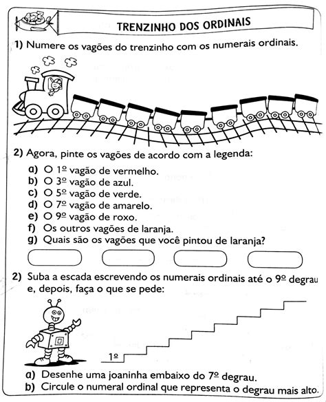 Atividades Com Numeros Ordinais 1 Ano
