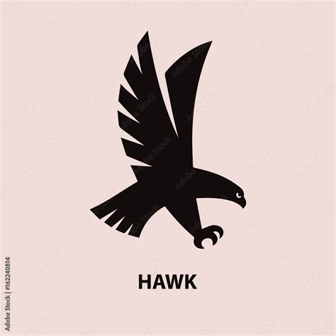 Hawk Black Silhouette On White Background Logo For Your Design Vector