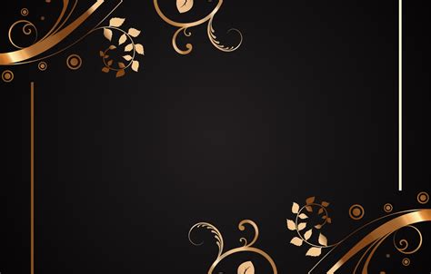 Photo Wallpaper Flowers Pattern Texture Gold Black Gold And
