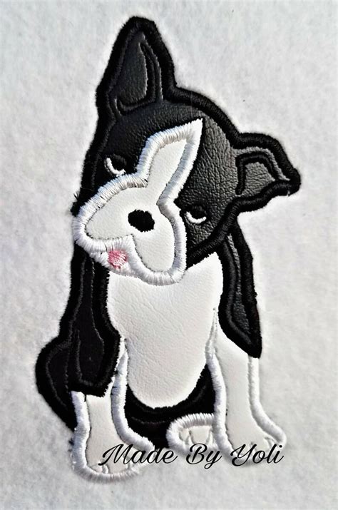 Embroidery Design Digitized Boston Terrier 4 X 4 Applique Etsy