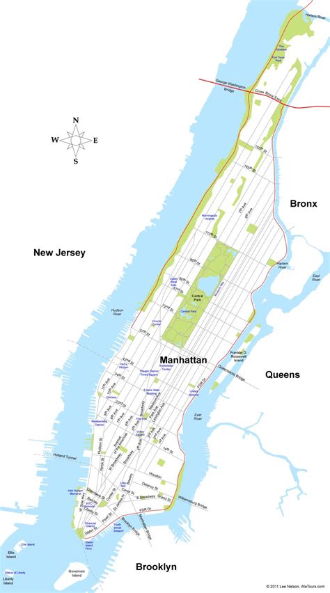 Manhattan Island Map Map Of Manhattan Island New York New York Usa