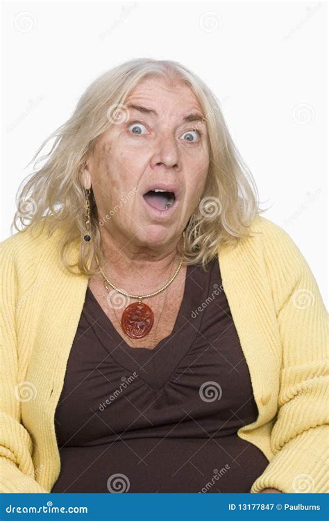 Senior Female With Her Mouth Open Isolated Stock Image Image Of Gray