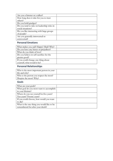 Character Profile Sheet Template In Word And Pdf Formats