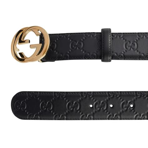 Gucci Signature Interlocking Embossed Belt Women Leather Belt