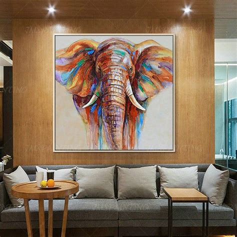 Pintura De Elefante Impresionista Elefante Extra Grande Pared Arte