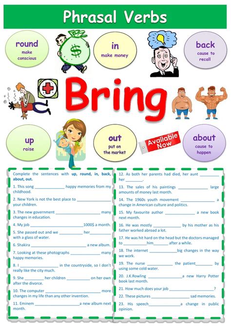 Phrasal verb Bring interactive worksheet