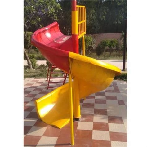 Red And Yellow Spiral 10feet Frp Playground Slide For Sliding Age