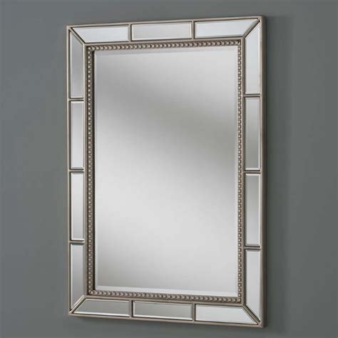 Mirrored Wall Mirror Silver Bevelled Frame Mirrored Mirror