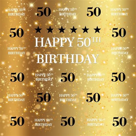 Aofoto 6x6ft Golden Happy 50th Birthday Background Gold Happy 50th