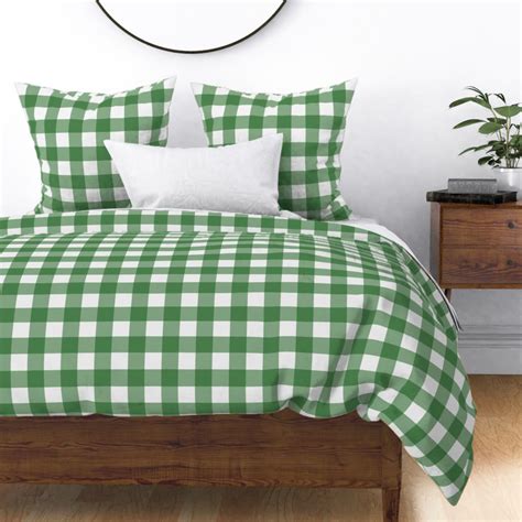 Check Gingham Buffalo Kelly Green Decor Sateen Duvet Cover By Roostery