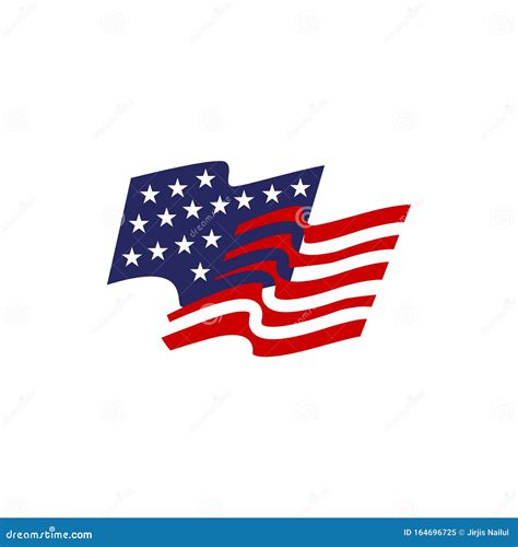 Red Blue Star And Stripes America Us Flag Logo Design Stock Vector