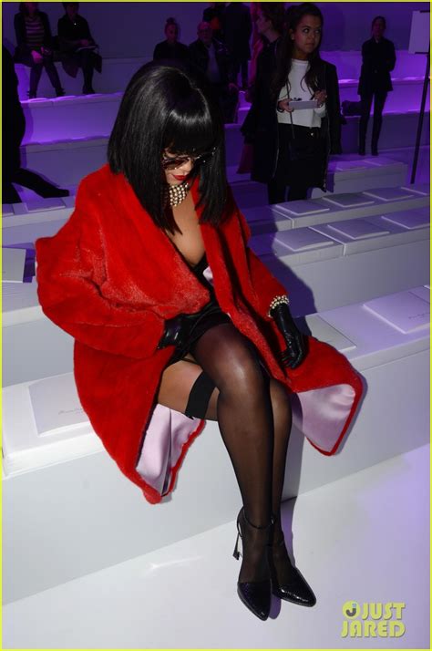Rihanna Covers Up Her Sexy Black Dress With Red Coat At Dior Show Photo 3062316 Rihanna
