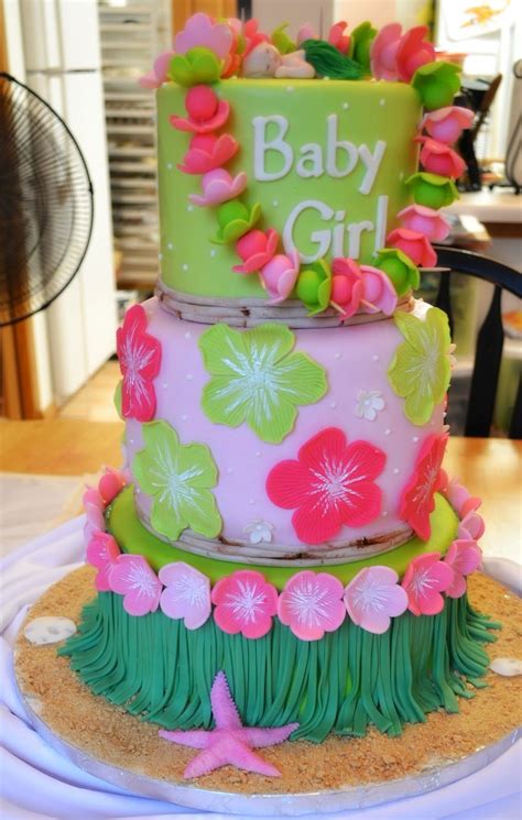 Love The Colors And Flowers Baby Girl Cakes Hawaiian Baby Showers