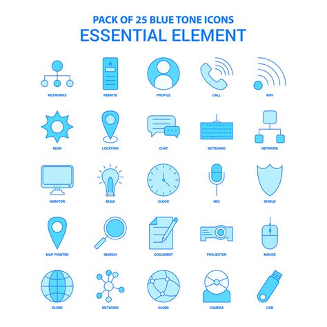 Essential Element Blue Tone Icon Pack Icon Sets Vector Art