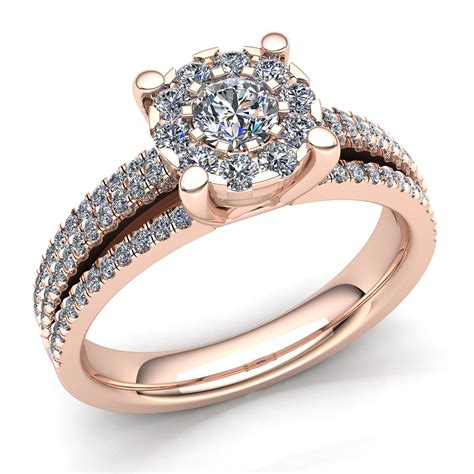 Genuine 2ct Round Cut Diamond Womens Bridal Cluster Engagement Ring