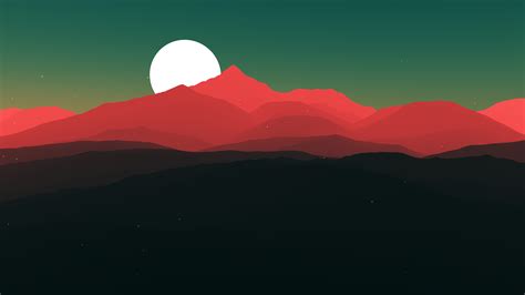 Digital Art Minimalism Nature Hills Mountains Moon Stars Night