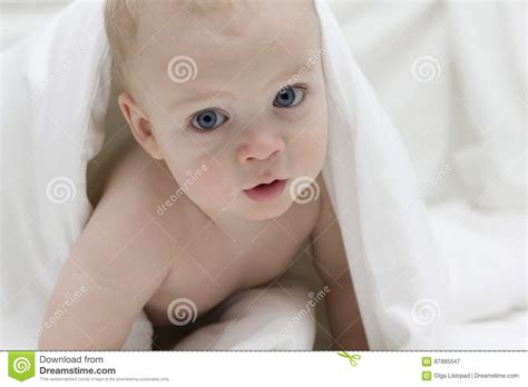 Close Up Portrait Of Blue Eyed Baby Boy Stock Image Image Of Floor