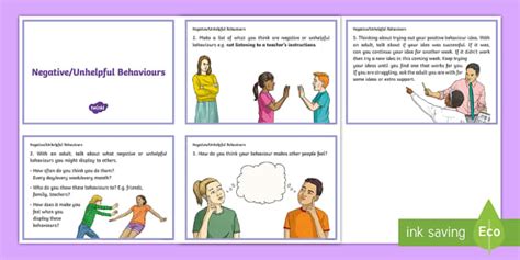 Examples Of Bad Behaviour In The Classroom Discussion Cards