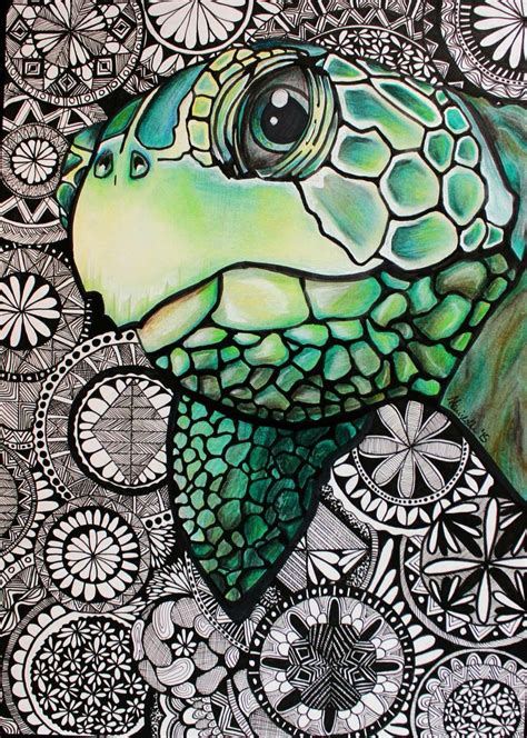 Turtle Tangle Turtle Art Turtle Drawing Zentangle Art