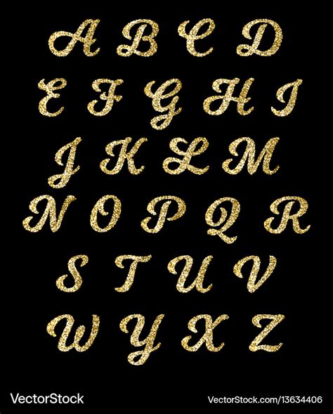 Golden Glitter Alphabet Gold Font Letters Vector Image