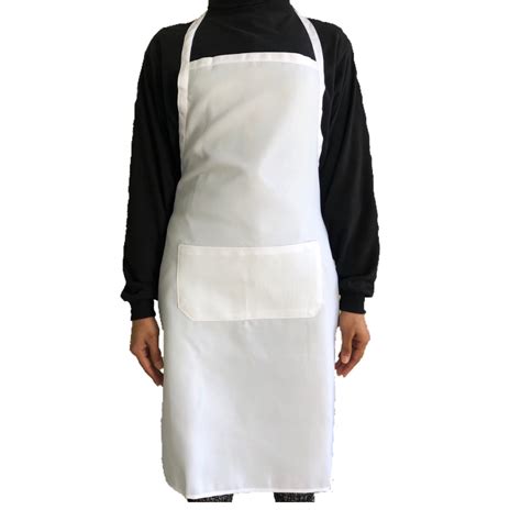 White Apron With Pocket Full Lenght Bib Aprons Chef Uniforms